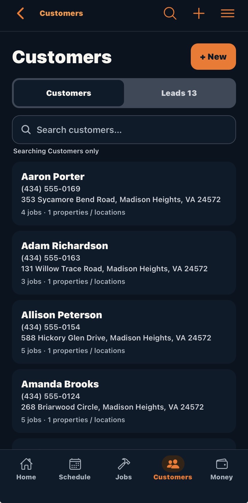 ShimStack customers screen