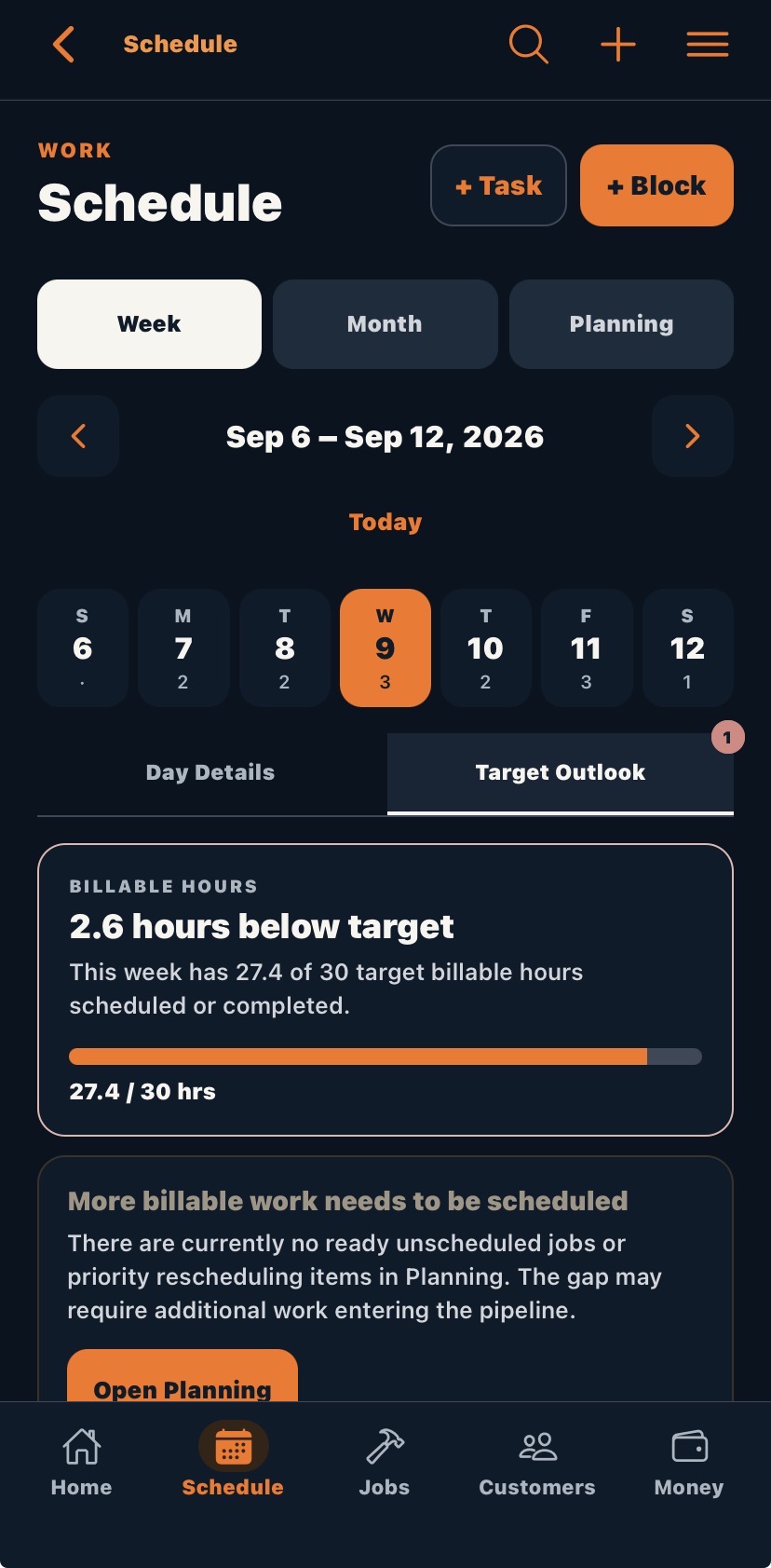 ShimStack schedule screen